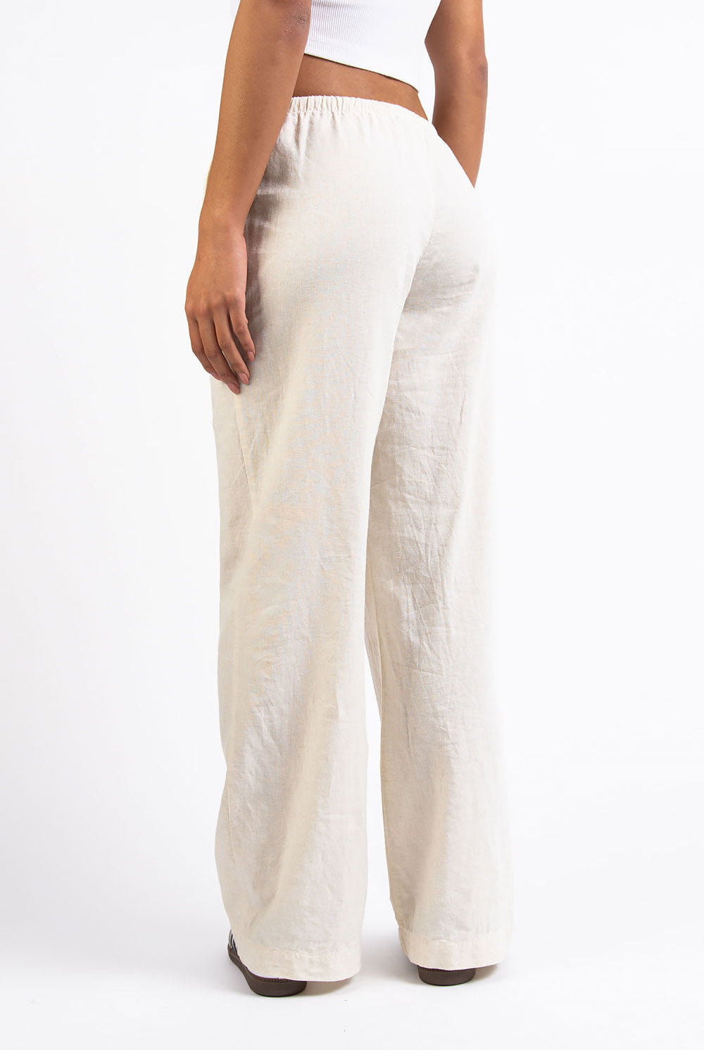 Mel 04Low Straight Linen Pants - Light Beige
