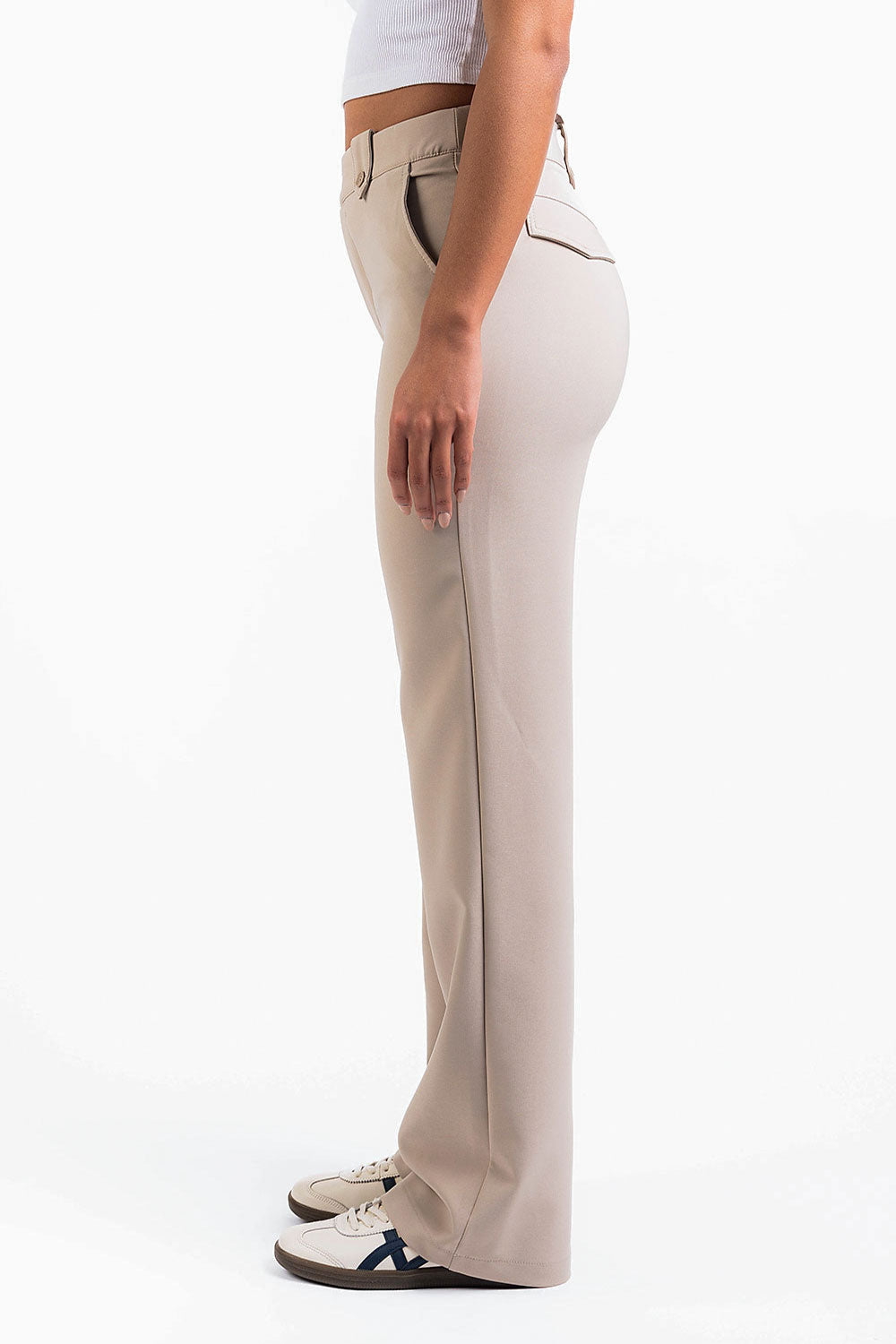Bonnie 02High Straight Suit Pants - Beige