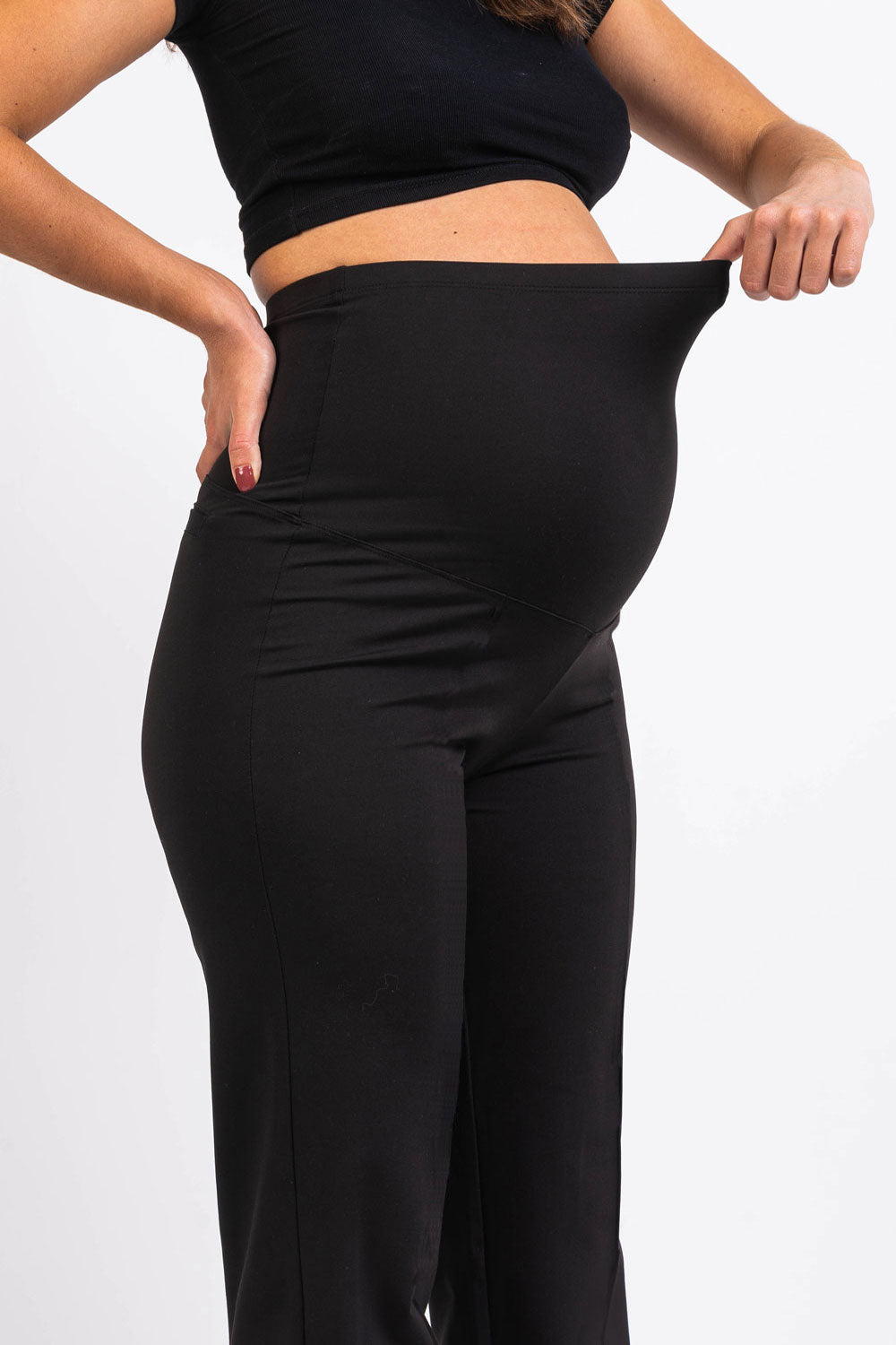 Pixie 02 ActiveFlex Straight Maternity Pants - Black