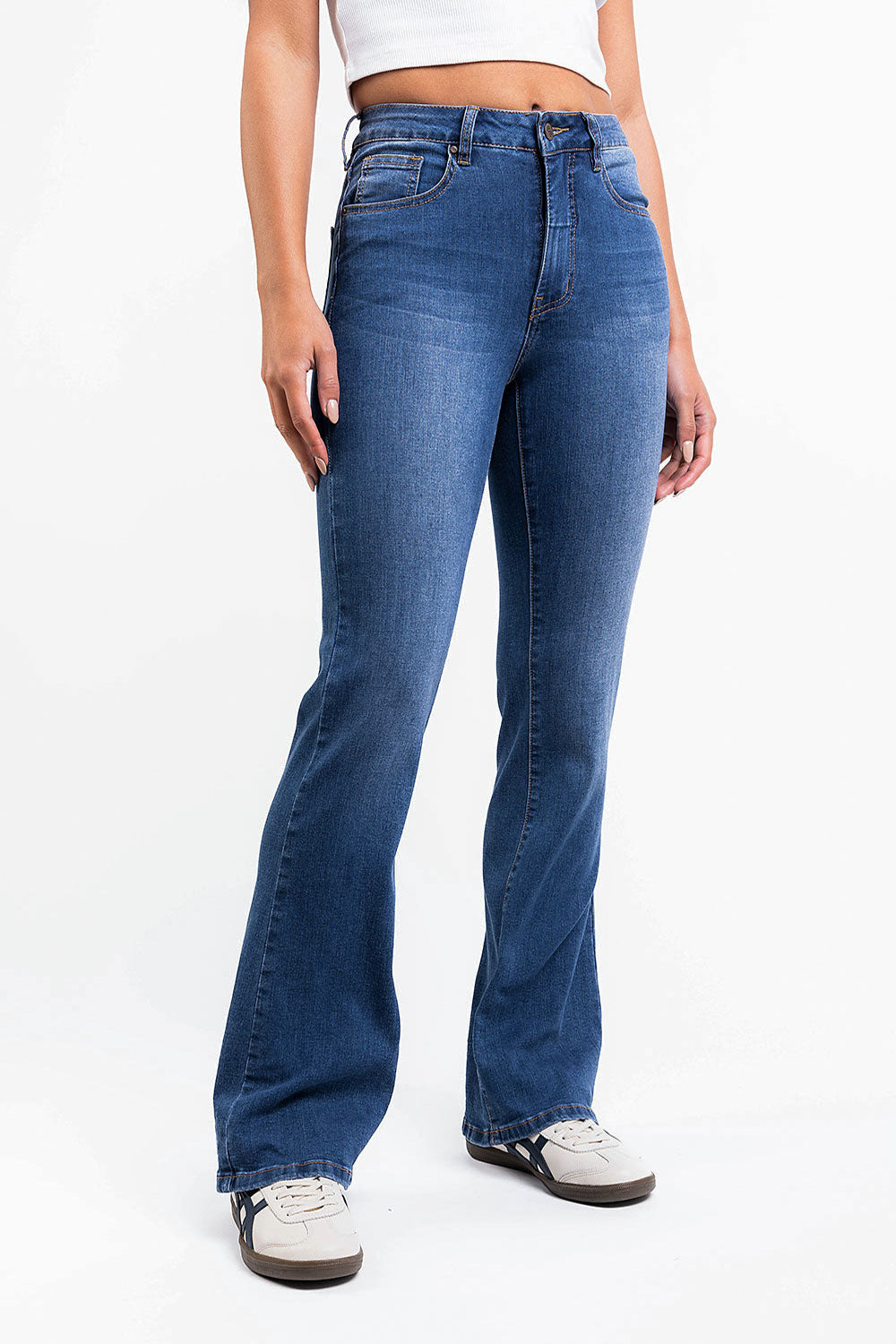 Ingrid 02High Flared Jeans - Mid Blue