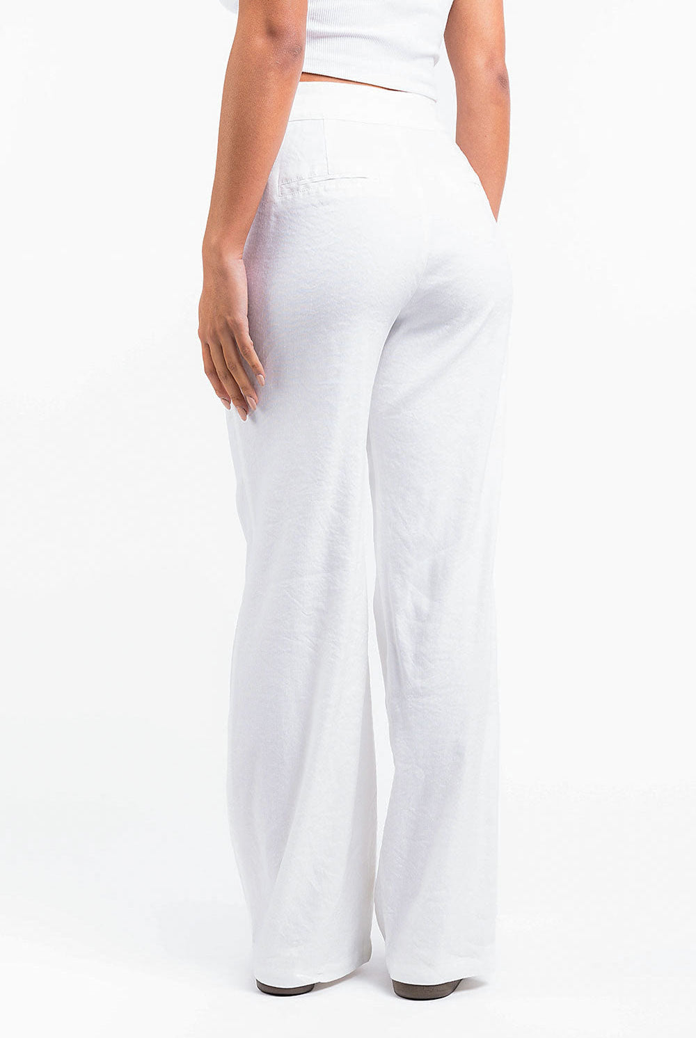 Edda 01High Straight Linen Pants - White