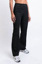 Nova 01High Straight Suit Pants - Black Striped