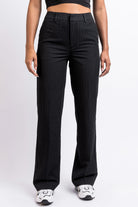 Nova 01High Straight Suit Pants - Black Striped