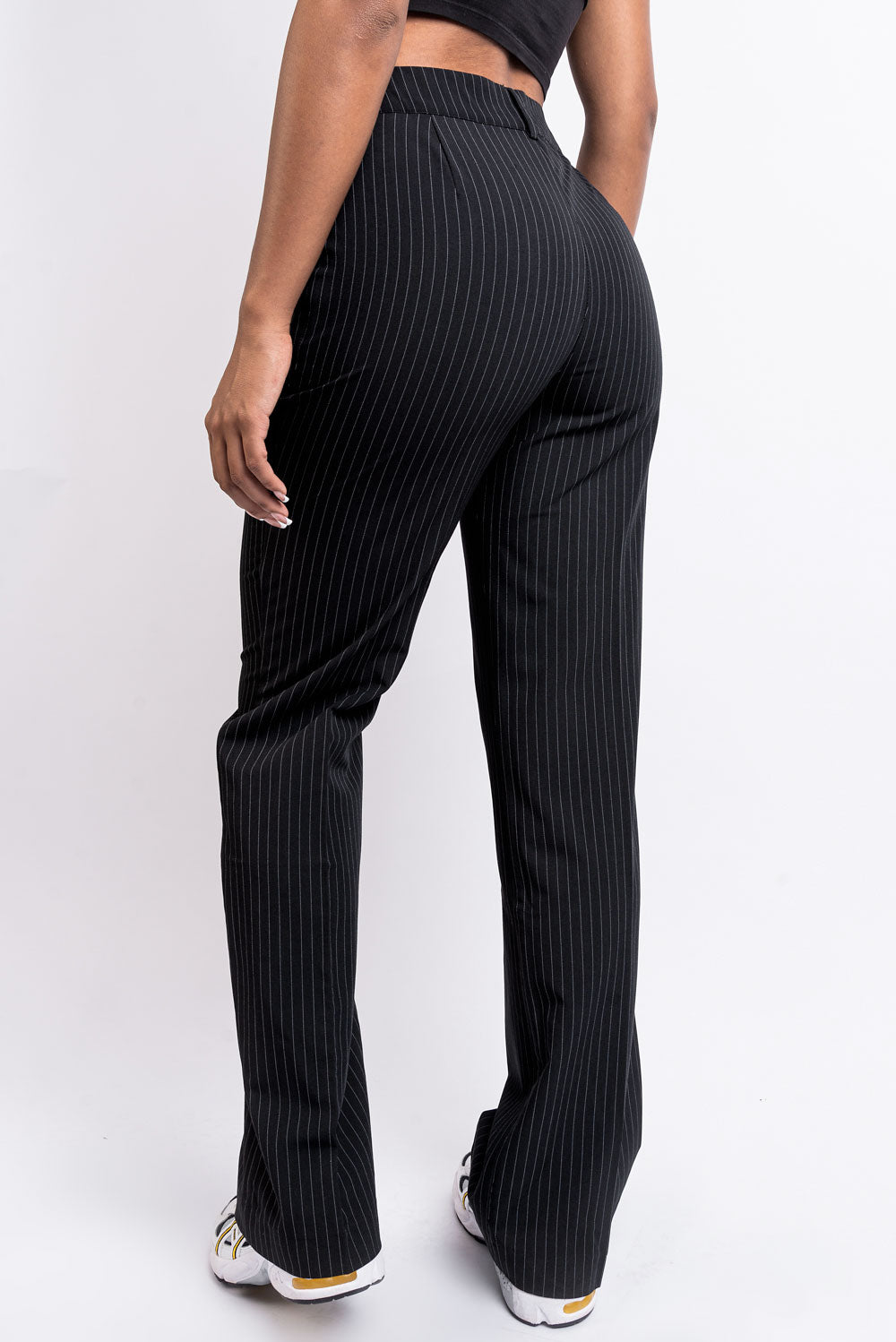 Nova 01High Straight Suit Pants - Black Striped