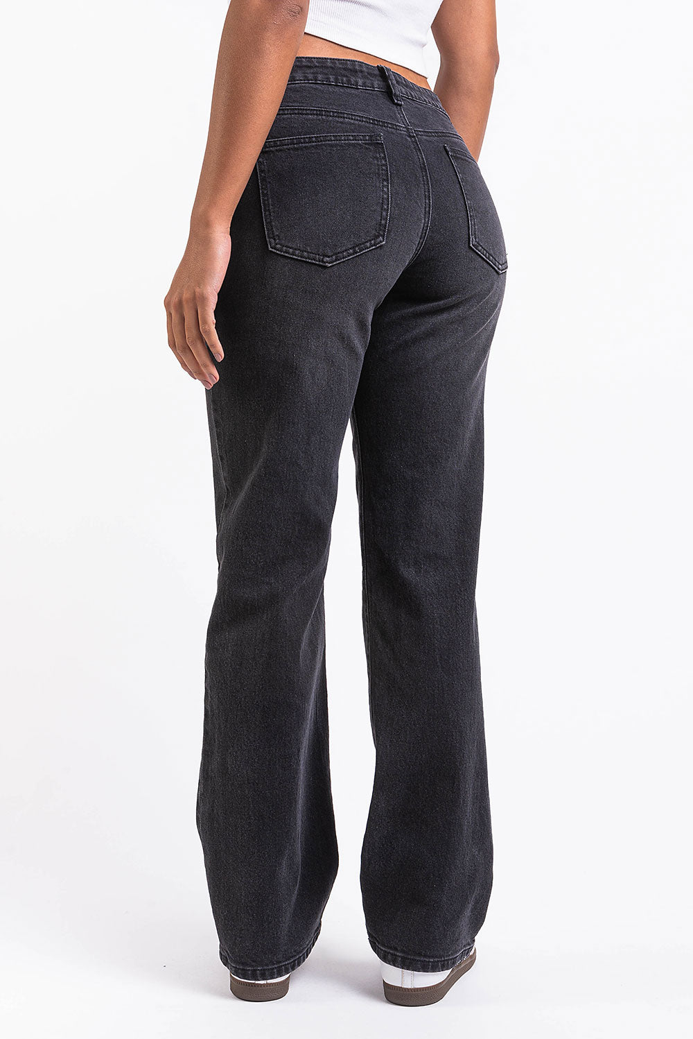 Dina 02Mid Straight Jeans - Washed Black
