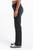 Dina 02Mid Straight Jeans - Washed Black