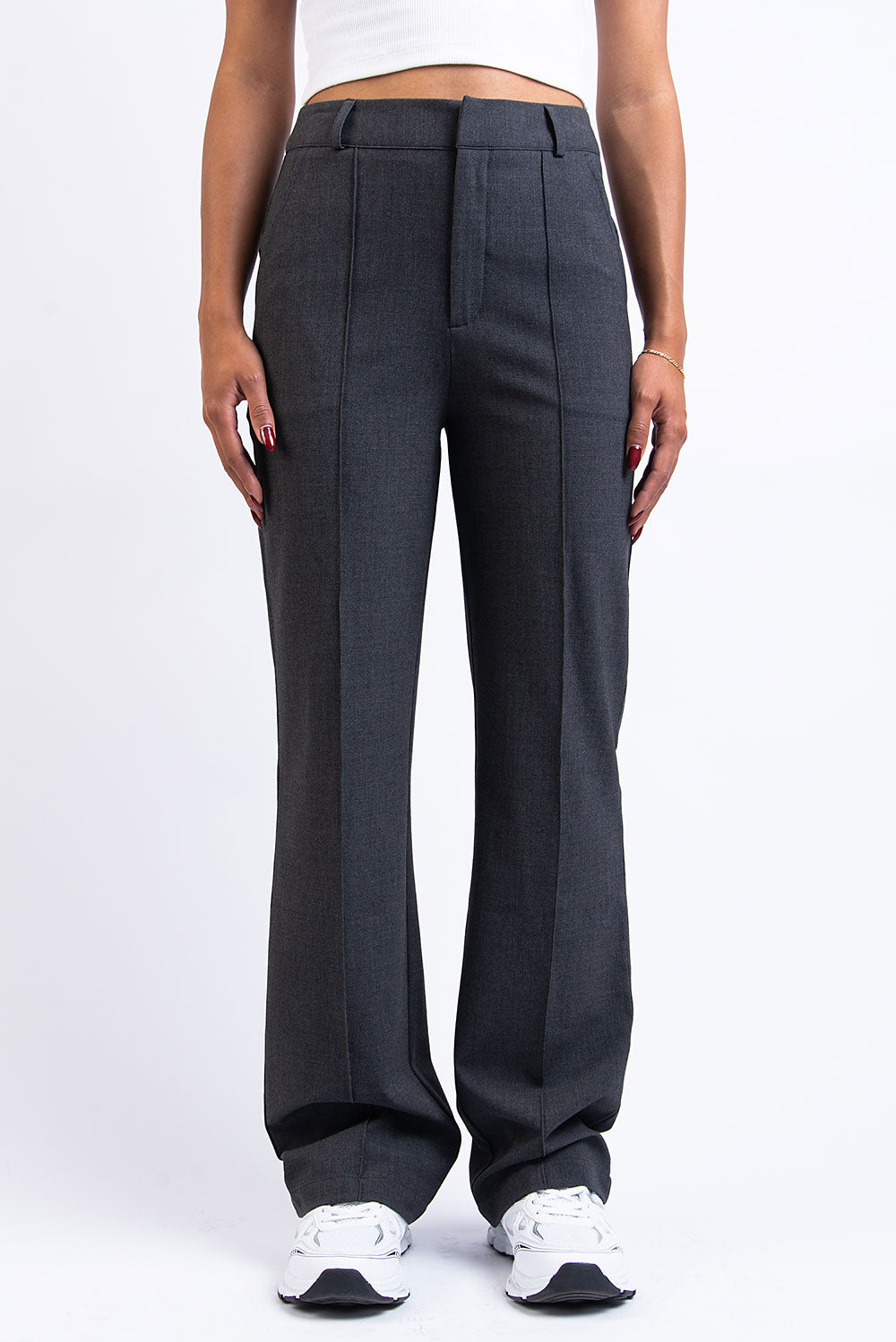 Nova 02High Straight Suit Pants - Dark Grey