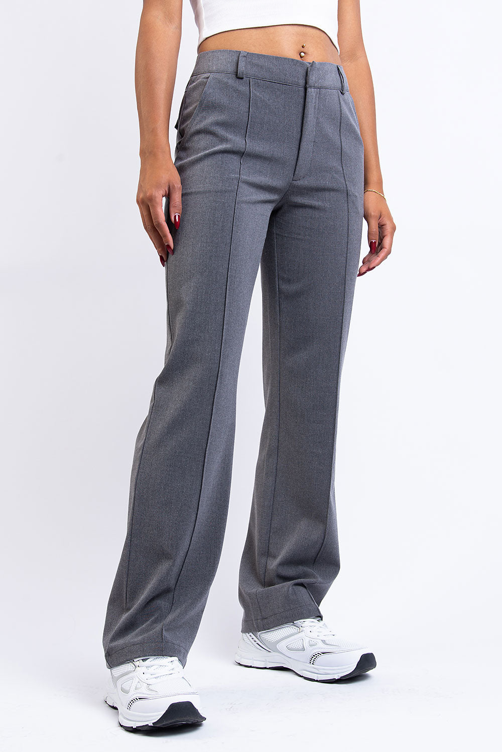 Drew 02Mid Straight Suit Pants - Grey