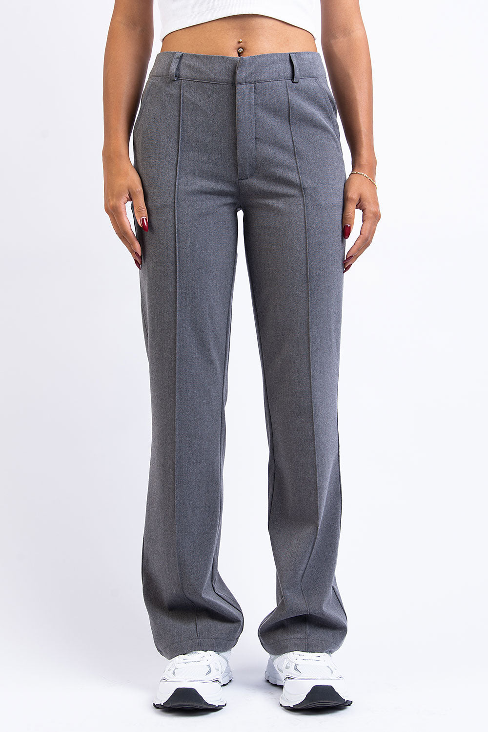 Drew 02Mid Straight Suit Pants - Grey