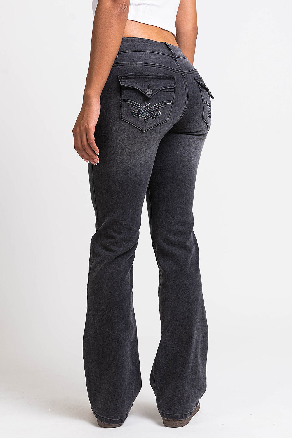 Claire 02Low Bootcut Jeans - Washed Black