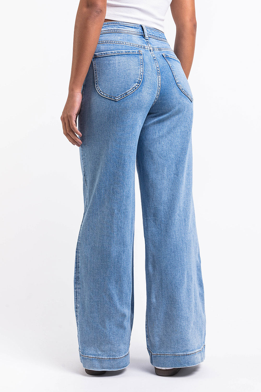 Amy 01High Wide Jeans - Mid Blue