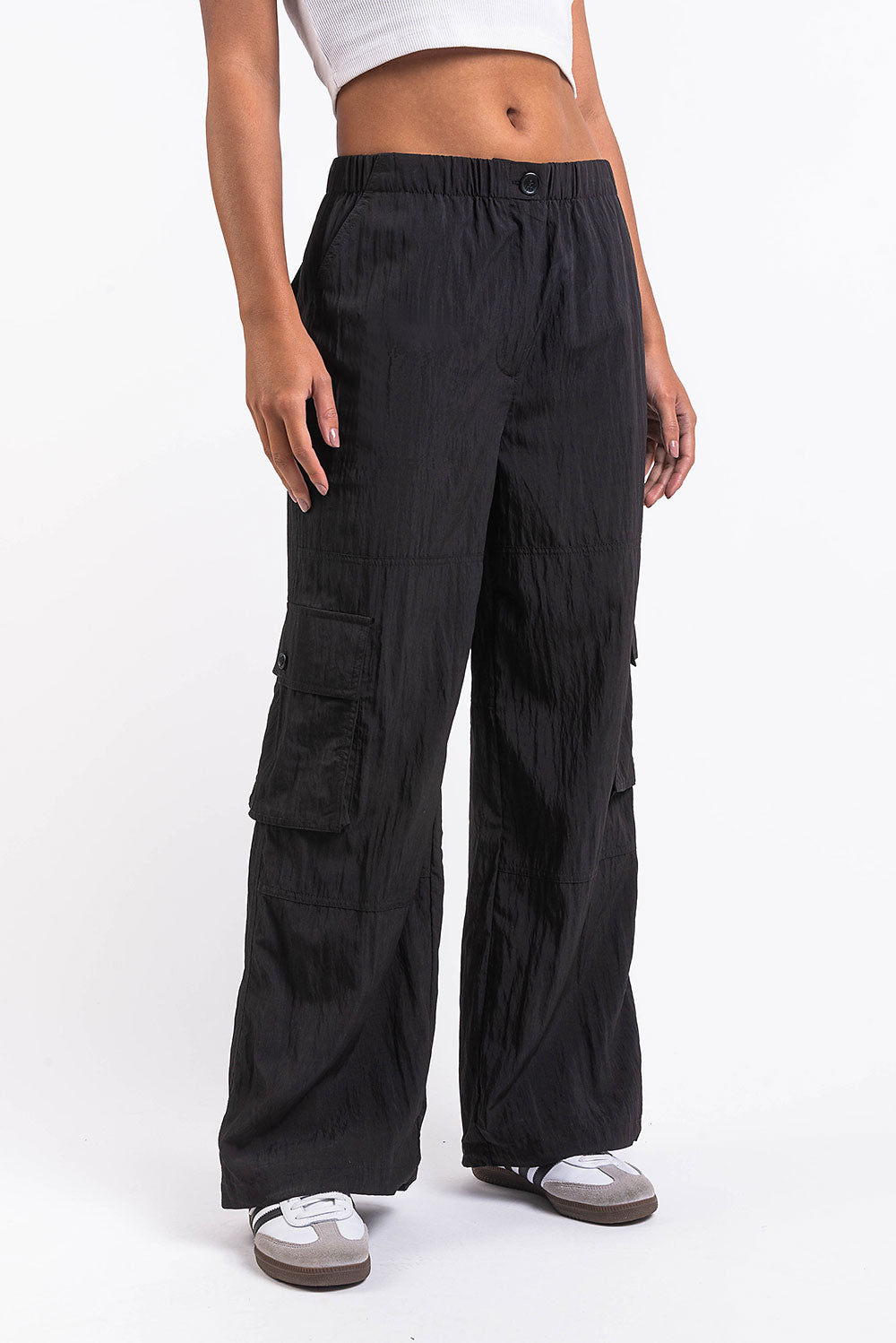 Cameron 01High Straight Cargo Pants - Black