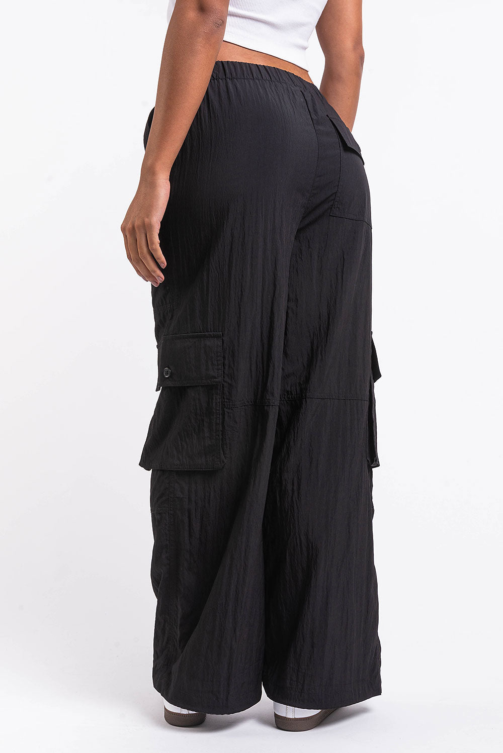 Cameron 01High Straight Cargo Pants - Black