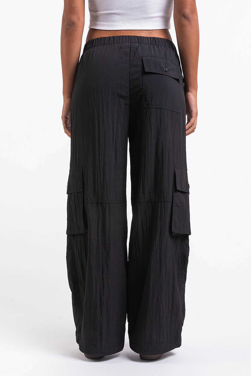 Cameron 01High Straight Cargo Pants - Black