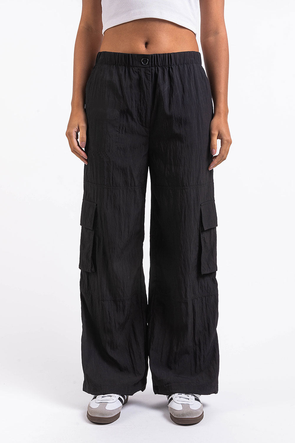 Cameron 01High Straight Cargo Pants - Black