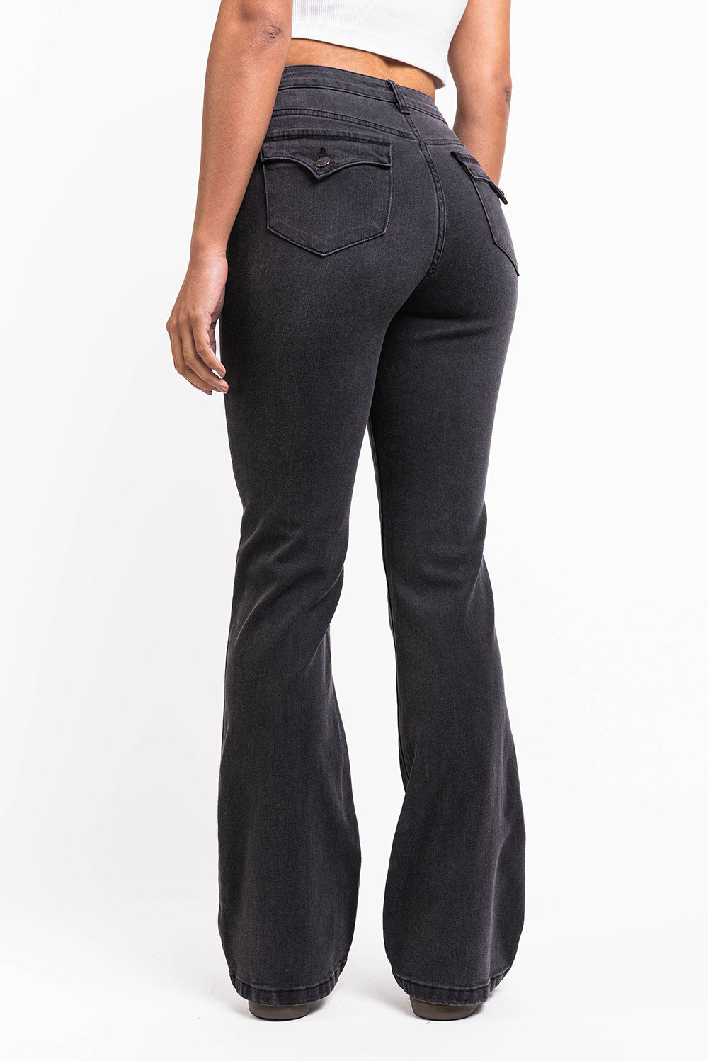 Claire 04High Bootcut Jeans - Washed Black