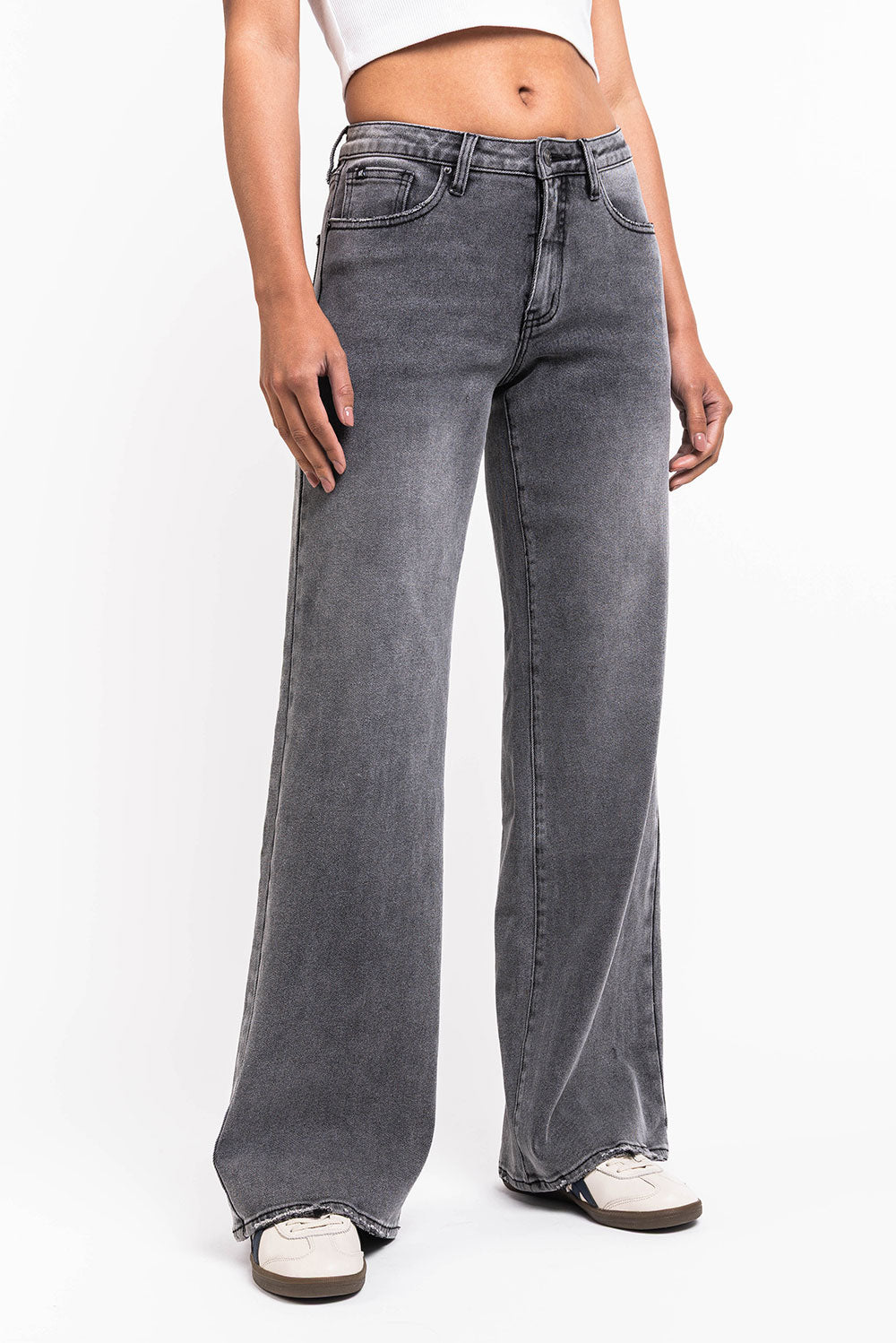 Mikka 03Mid Wide Jeans - Washed Black