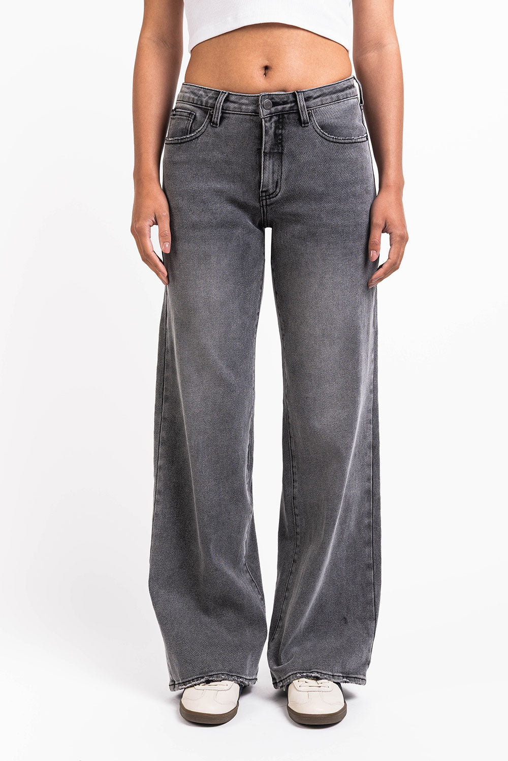 Mikka 03Mid Wide Jeans - Washed Black