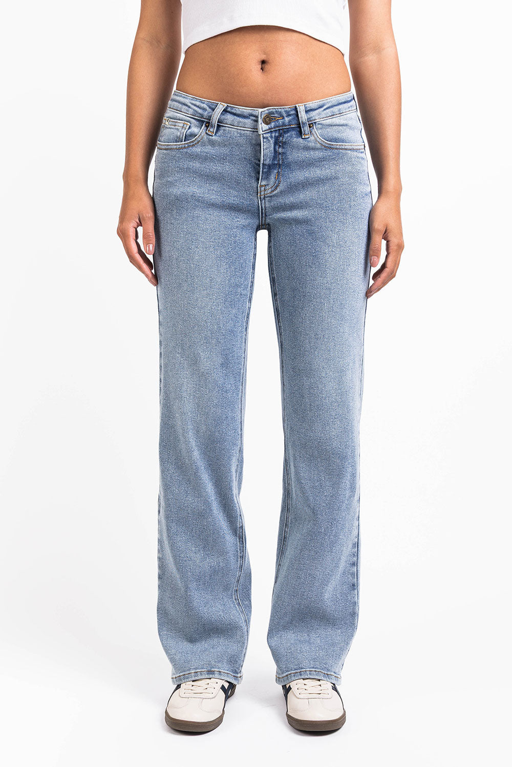 Dina 03Low Straight Jeans - Mid Blue