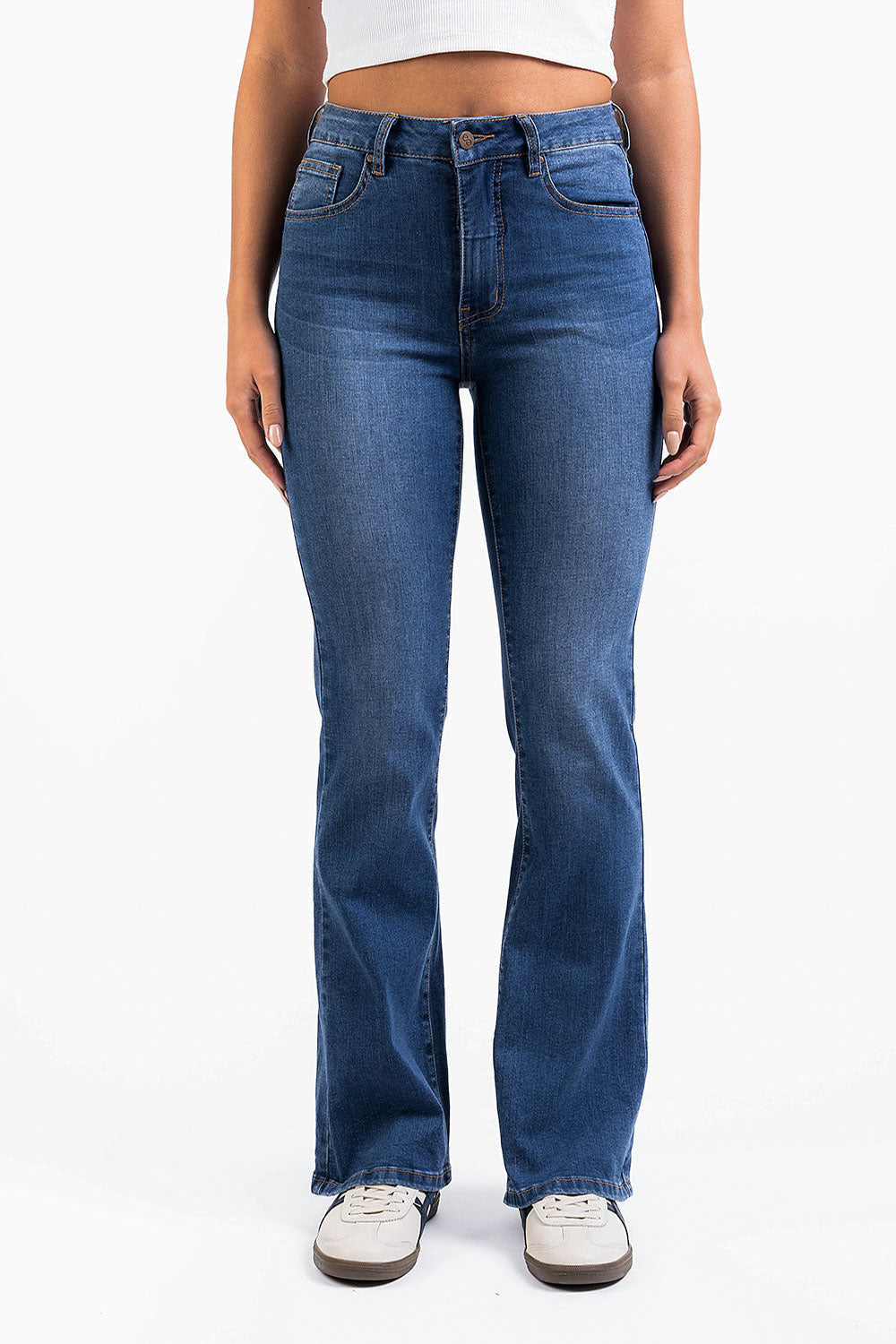 Ingrid 02High Flared Jeans - Mid Blue