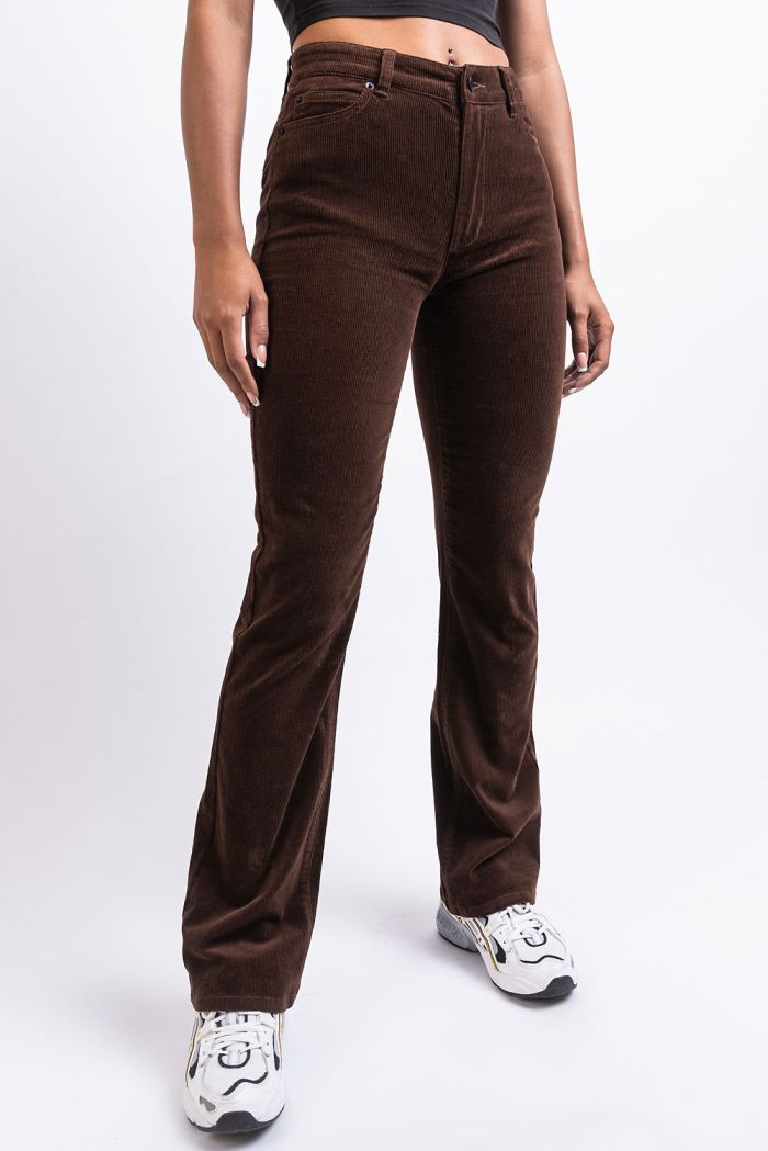 Stella 01High Bootcut Corduroy Pants Brown MADLADY