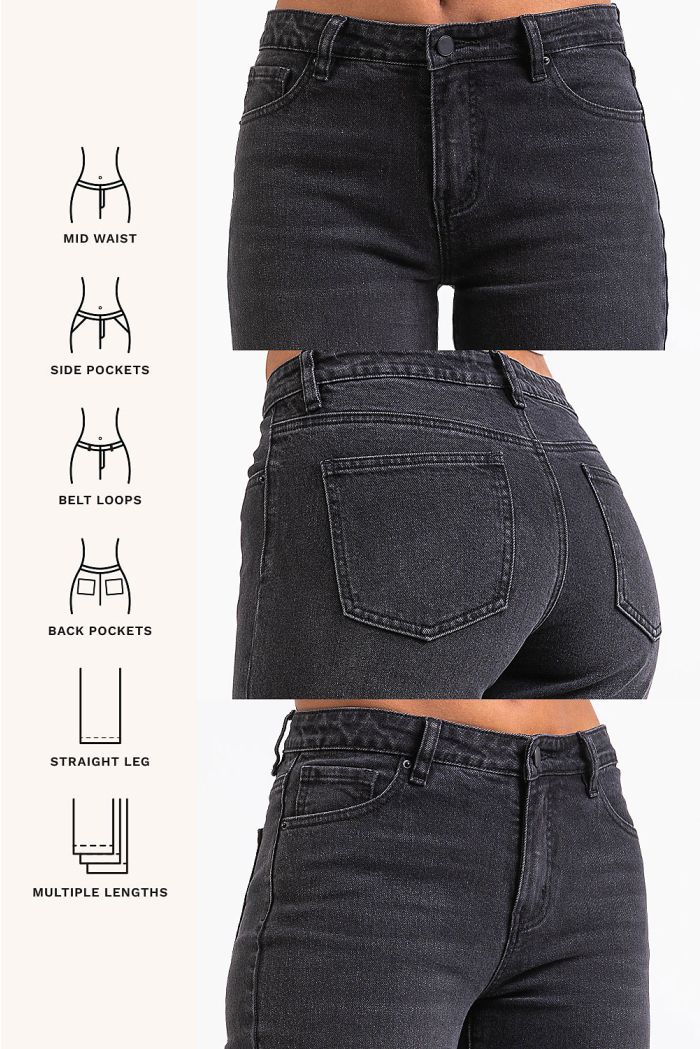 Dina 02Mid Straight Jeans Washed Black MADLADY Dina 02Mid Straight Jeans Washed Black MADLADY