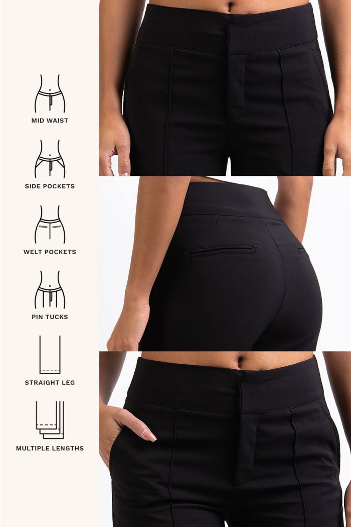 Mabel 01Mid Straight Suit Pants Black MADLADY