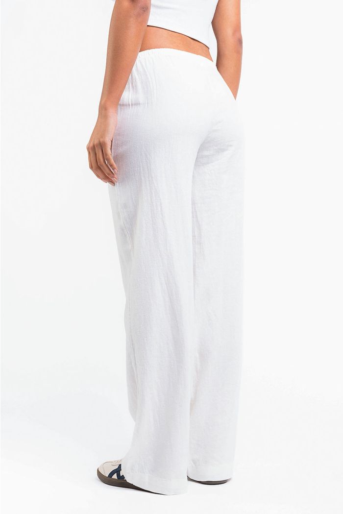 Mel 04Low Straight Linen Pants White MADLADY