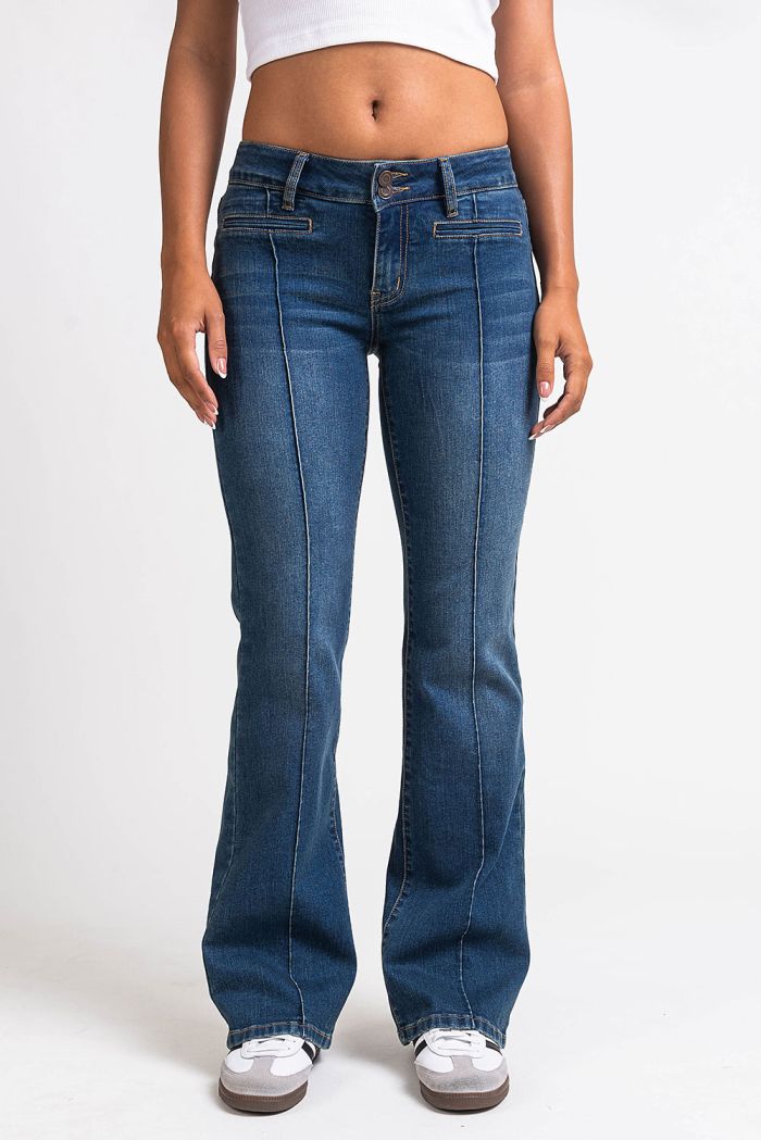 【BAON】Ruiki Cut Washing Wide Denim Pants Claire 01Low Bootcut Jeans Washed Black MADLADY