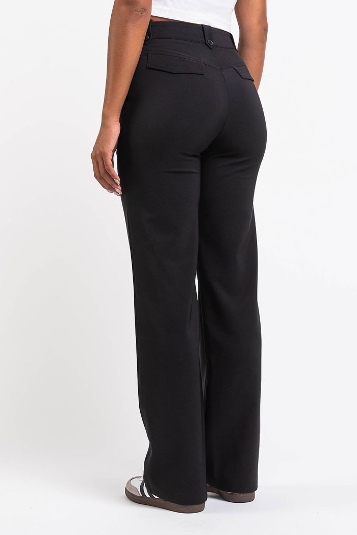 Bonnie 02High Straight Suit Pants Black MADLADY