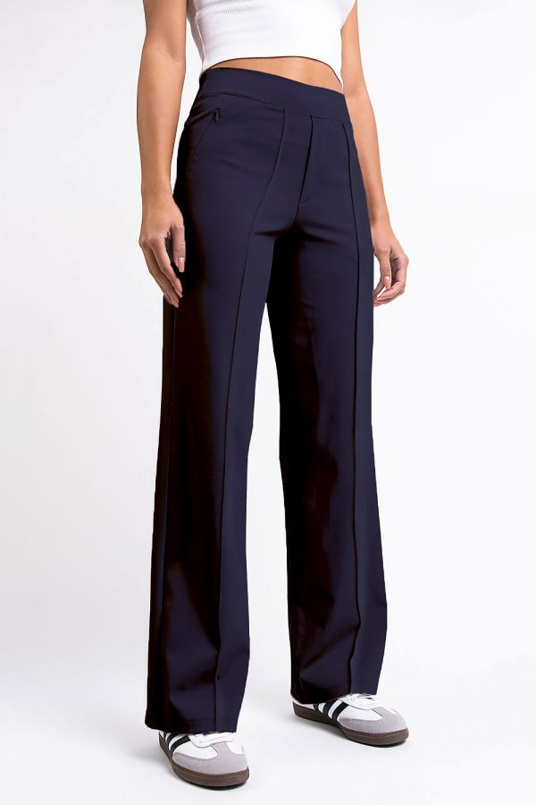 Active Ultra Stretch Suit Pants With Pintucks - Molly Dark Navy